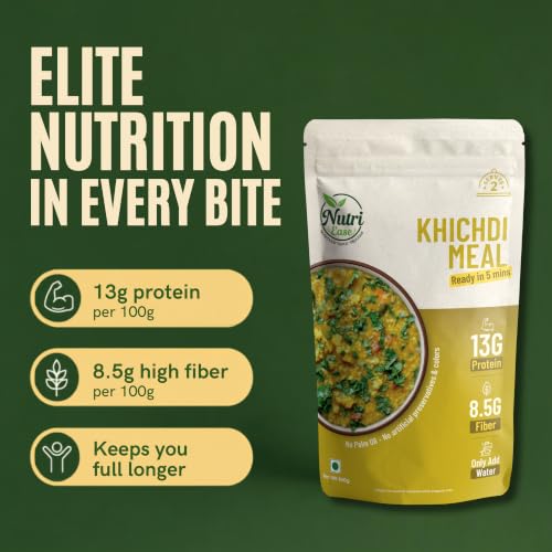 Nutriease Khichdi Meal Ready to Cook | High Protein Khichidi Mix |13g Protein | Just Add Water | 5 Min Cooking | Travel Friendly Meal | No Preservatives |100g