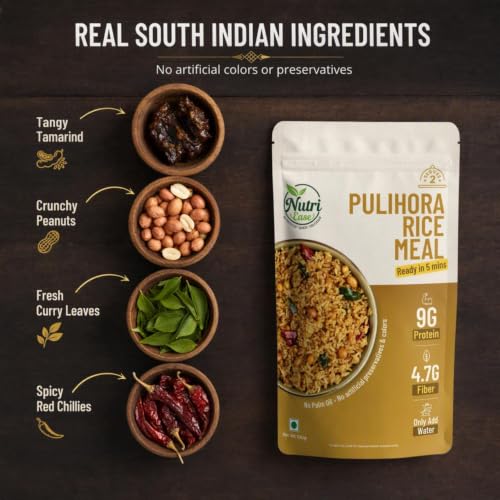 Pulihora Rice Meal Ready to Cook Puliyogare Rice Home Style South Indian Tasty Food, Travel Friendly 100g