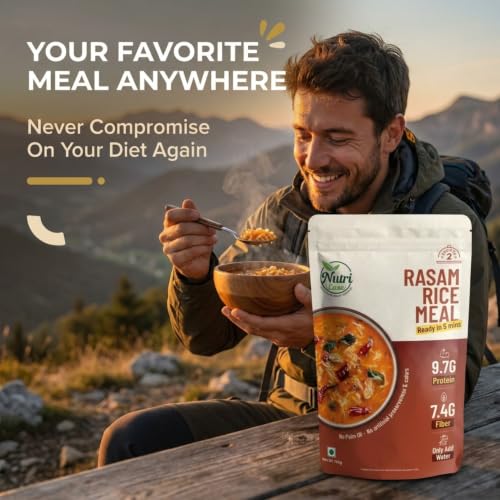 Nutriease Rasam Rice Meal Ready to Cook | Instant Rice Meal | Travel Friendly Food | Just Add Water | 5 Min Meal | No Preservatives | 3 Servings | 100g