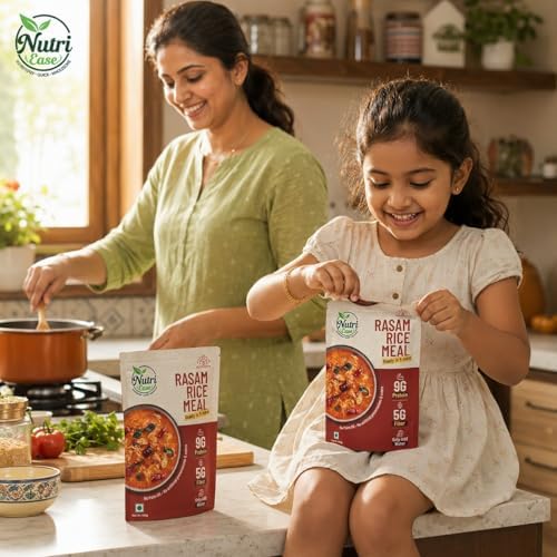 Nutriease Rasam Rice Meal Ready to Cook | Instant Rice Meal | Travel Friendly Food | Just Add Water | 5 Min Meal | No Preservatives | 3 Servings | 100g