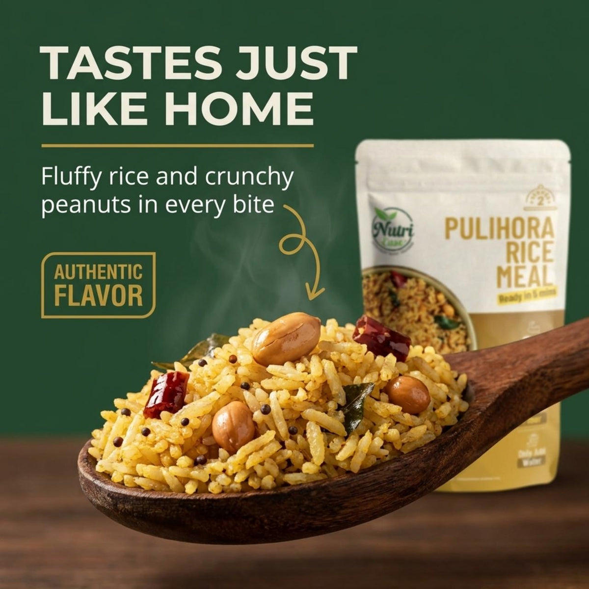 Pulihora Rice Meal Ready to Cook Puliyogare Rice Home Style South Indian Tasty Food, Travel Friendly 100g