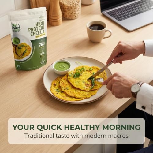 Nutriease High Protein Cheela Instant Breakfast | 26g Protein | Ready to Cook Chilla Mix | Light & Healthy Travel Meal | Just Add Water | No Preservatives | 100g